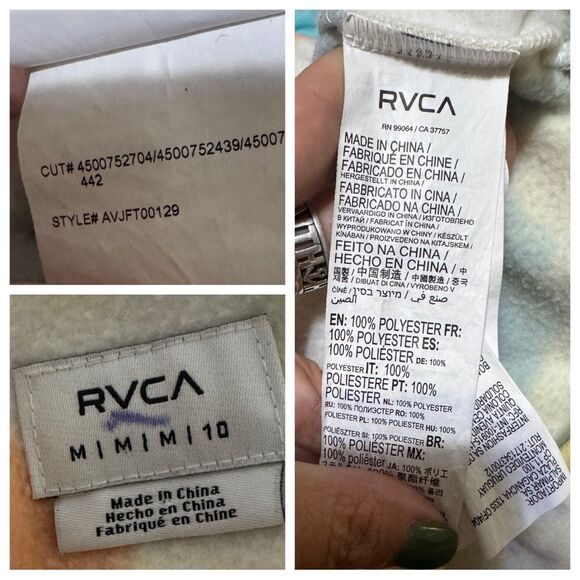 RVCA Day Off Tie Dye Fleece Jacket size medium - Picture 7 of 15